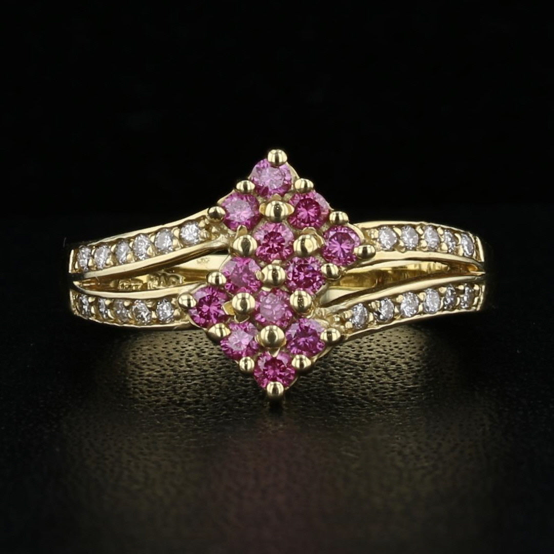 Pink Diamond Cluster Ring