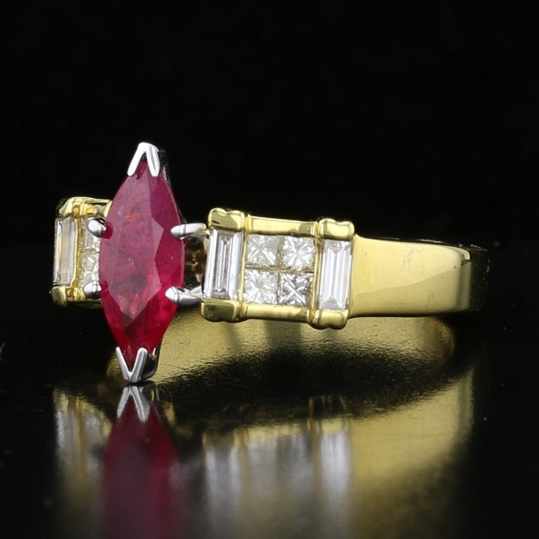 Marquise Ruby Diamond Ring - David's Antiques & Jewelry