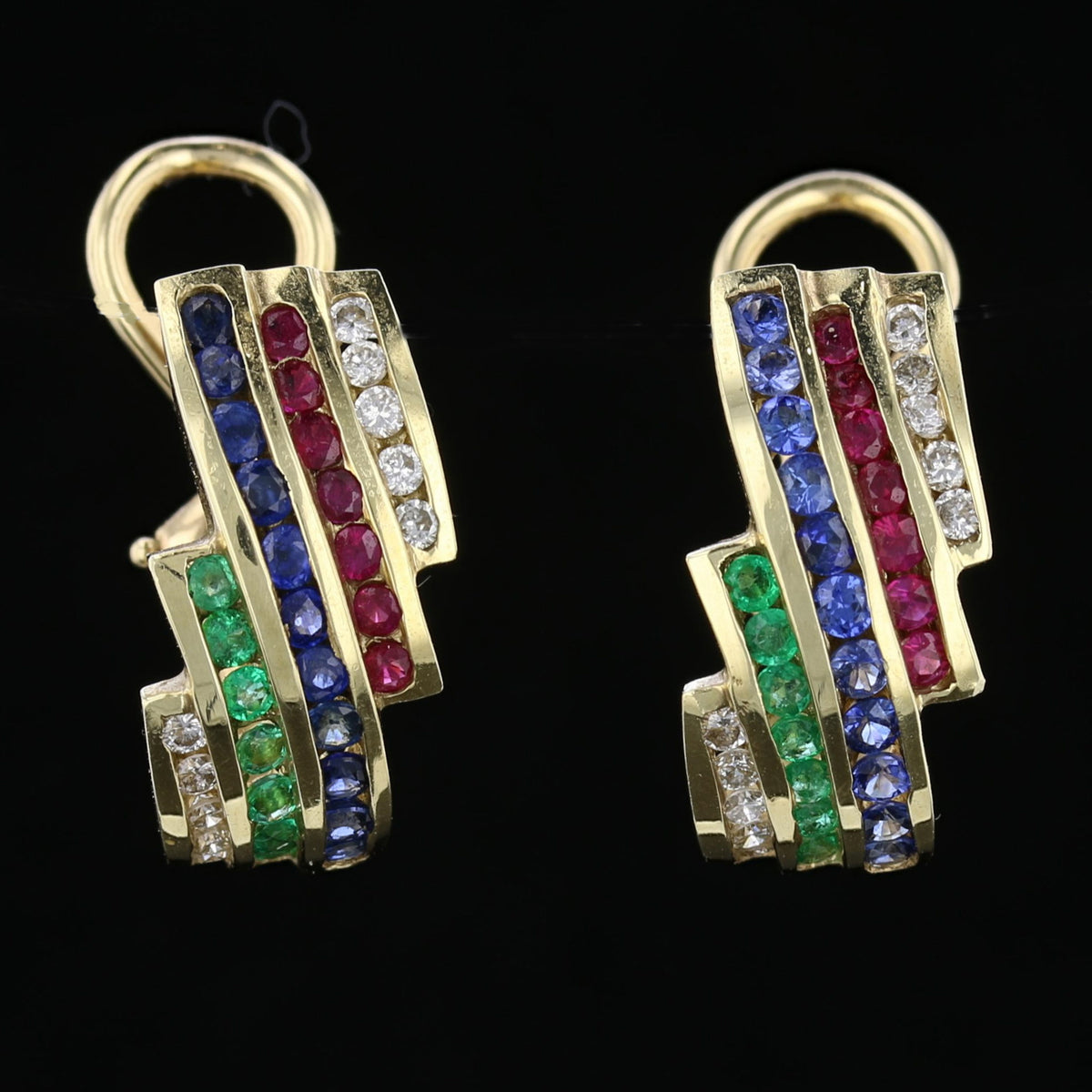 Diamond Ruby Sapphire Emerald Earrings