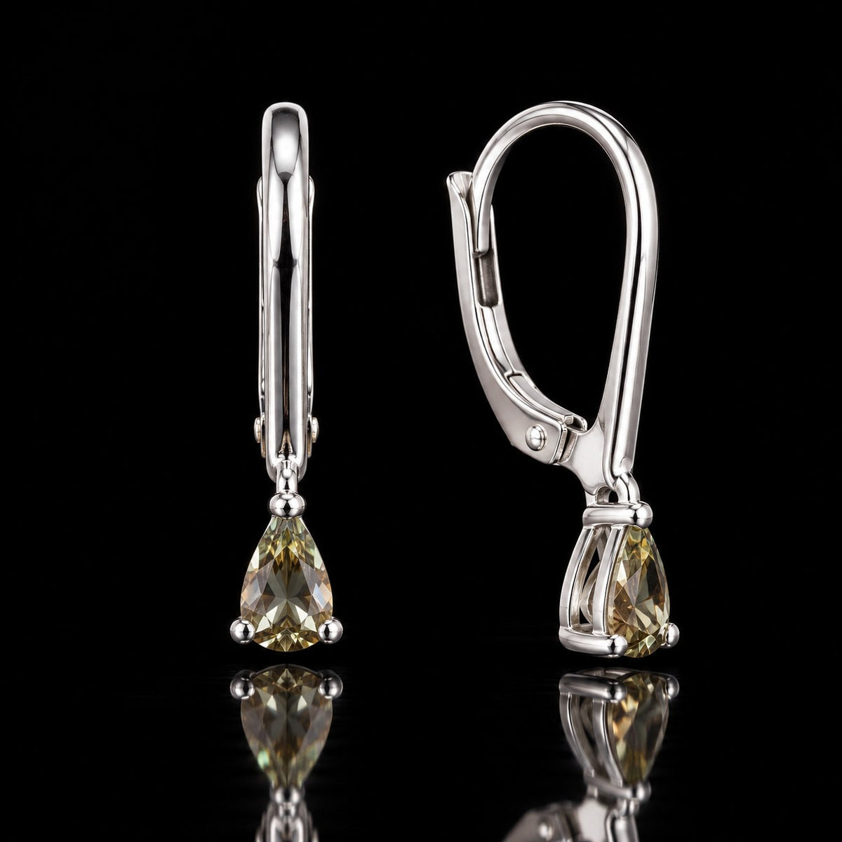 VooDooStone pear drop lever-back earrings in sterling silver, first color view. Item 894767.