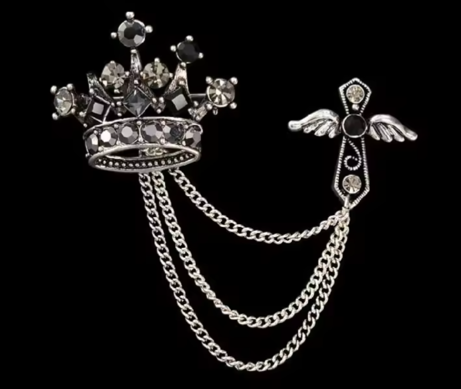 Crown Lapel Pins with Chain