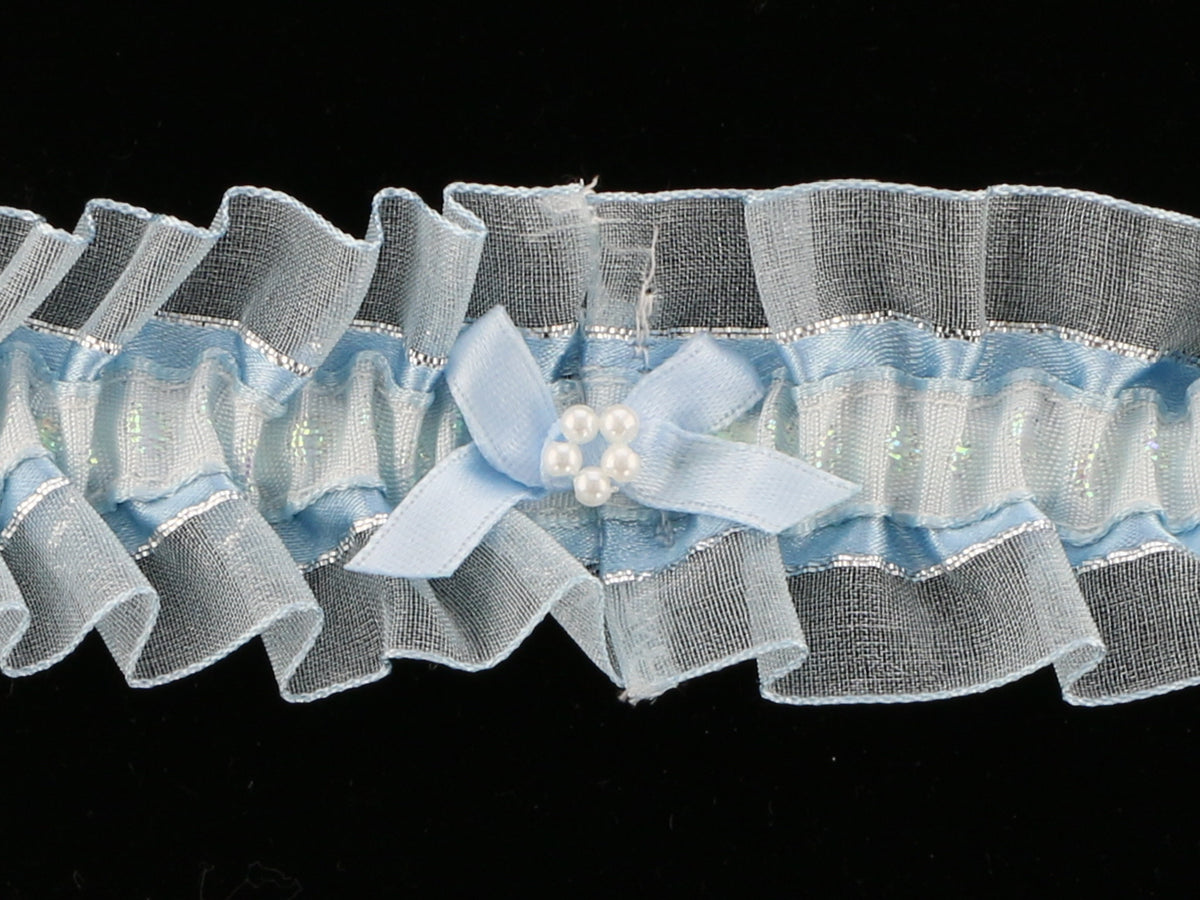 Something Blue' Voile Garter with Silver Trim | Handmade in England