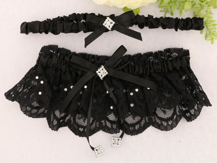 Luxurious Black Lace Bridal Garter & Toss Set