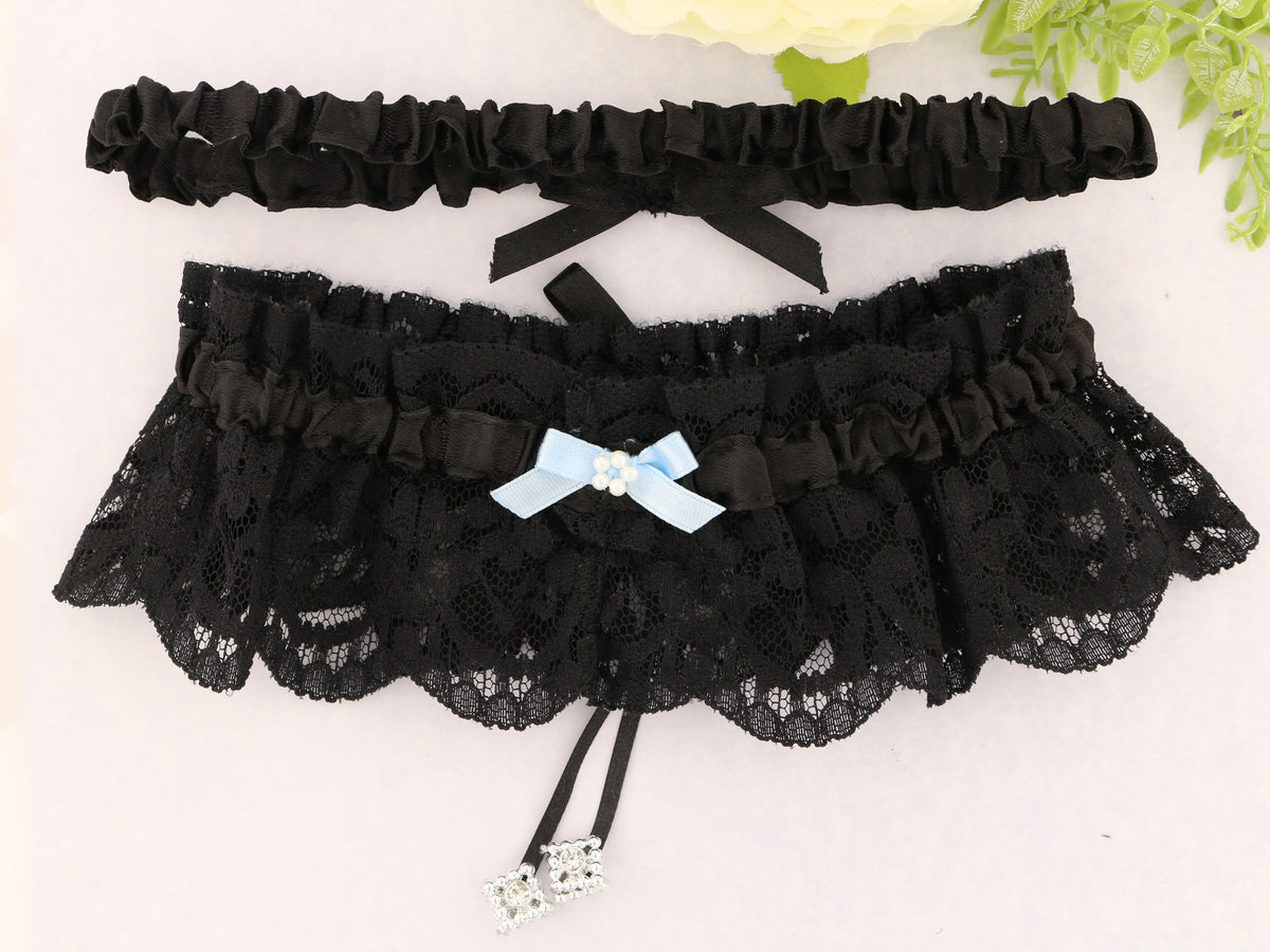 Luxurious Black Lace Bridal Garter & Toss Set