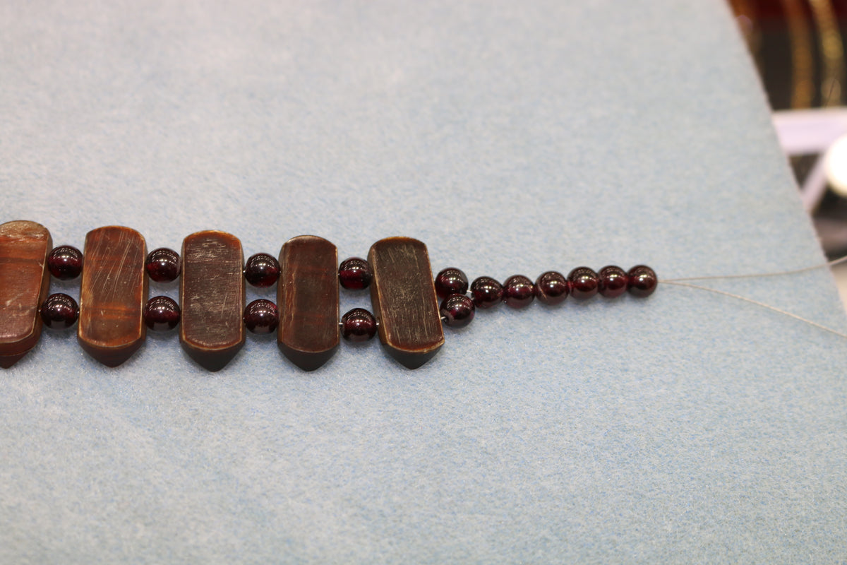 Antique Gutta Percha & Whitby Jet Cameo, French Jet Beads Necklace