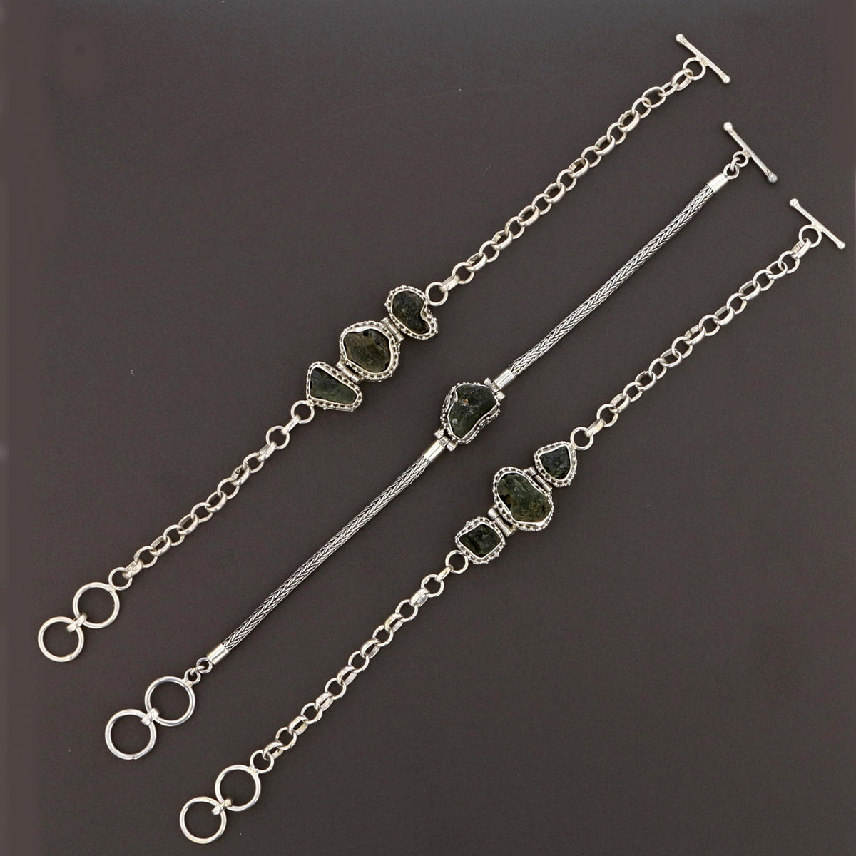 Moldavite Bracelets in 925 Sterling Silver