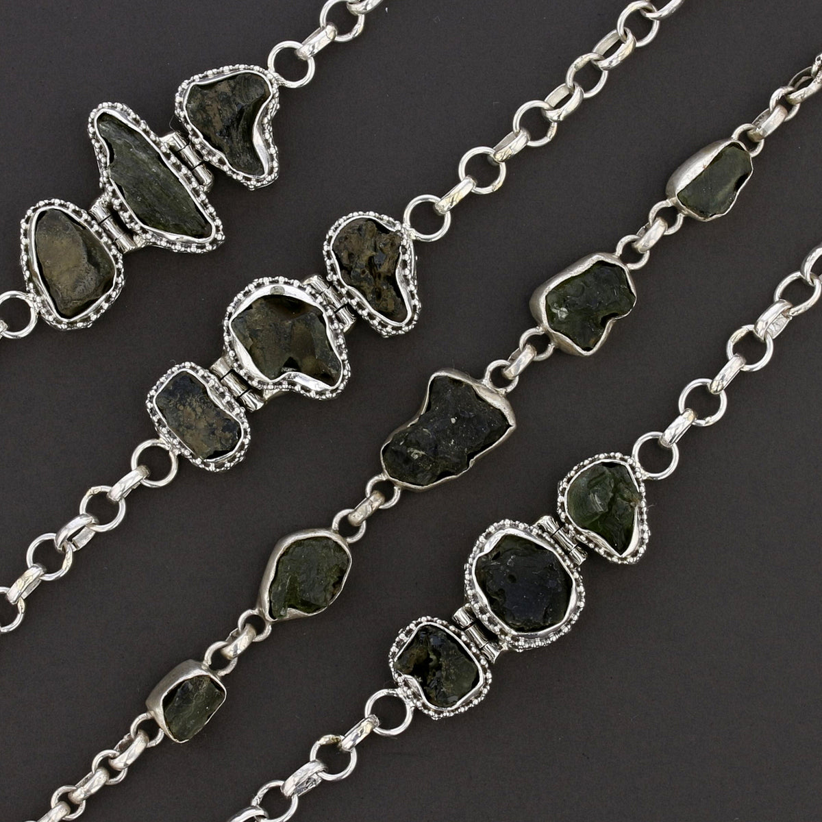 Moldavite Bracelets in 925 Sterling Silver