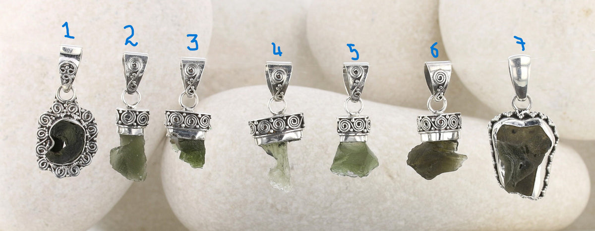 Moldavite Pendants in 925 Sterling Silver