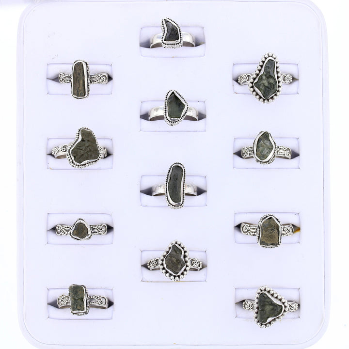 Moldavite Rings set in Sterling #2