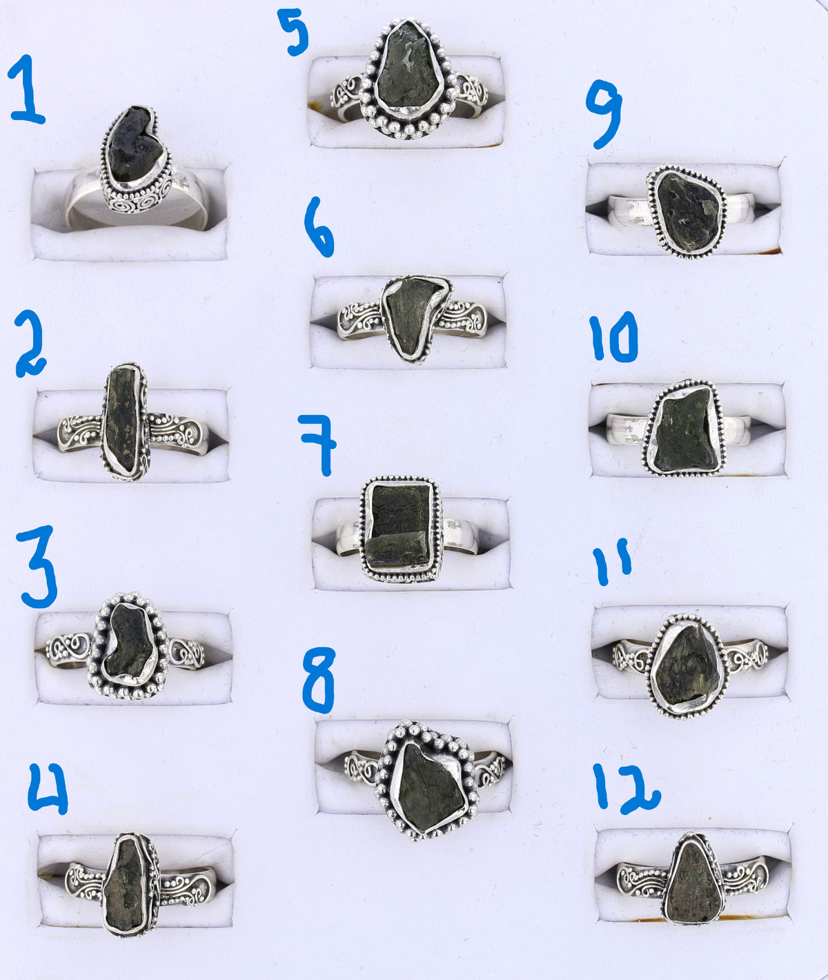 Moldavite Rings set in Sterling #6