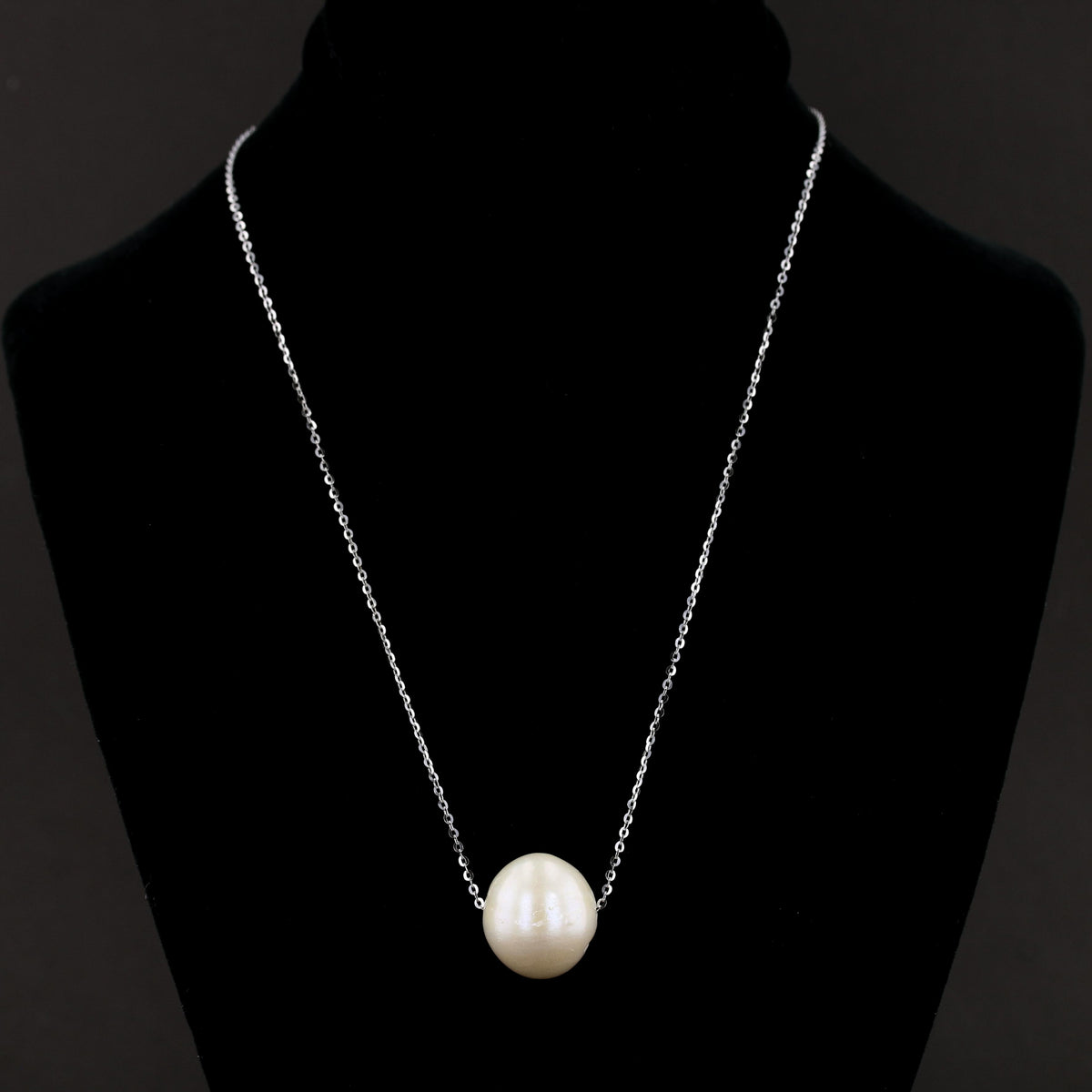 Pearl on Silver Chain Necklace