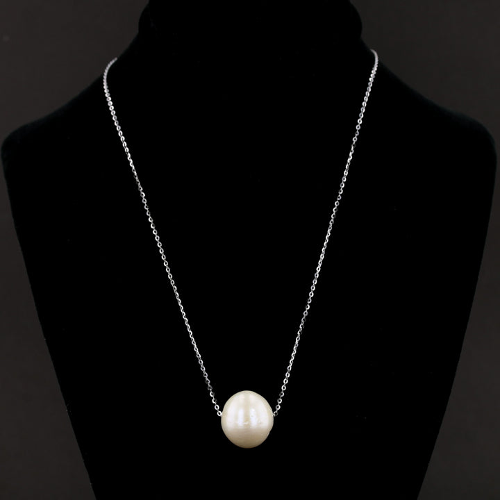 Pearl on Silver Chain Necklace