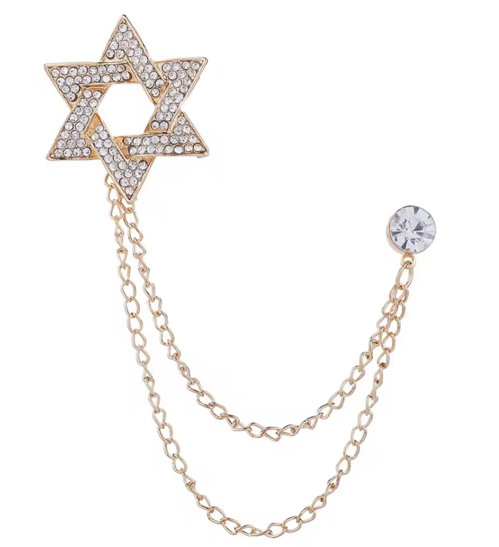 Star of David Brooch Lapel Pin Silver/Gold