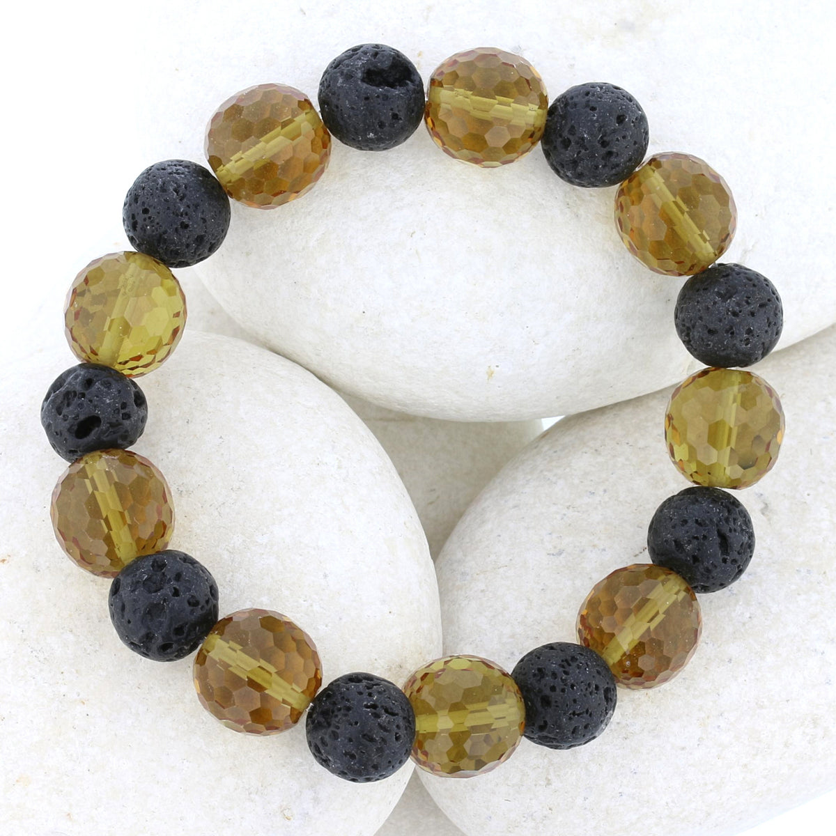 VooDooStone and Lava stone Beaded Bracelet - Life Symbol
