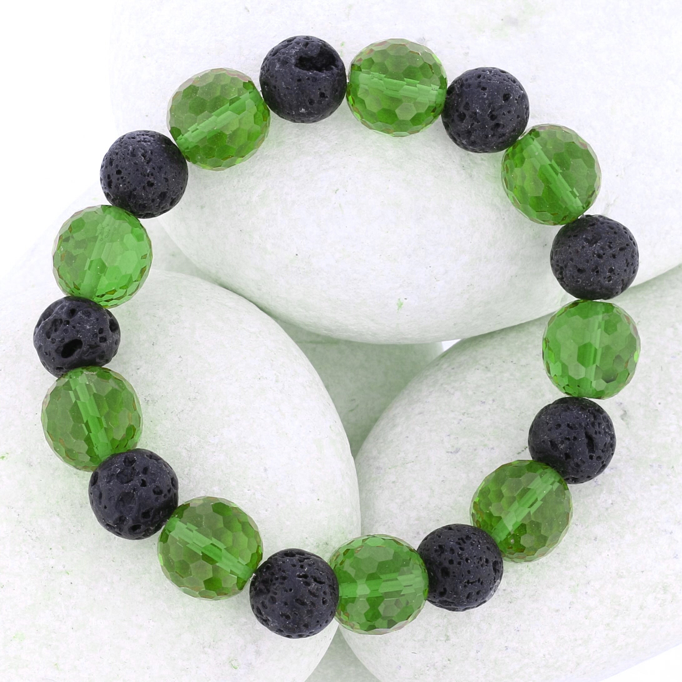 VooDooStone and Lava stone Beaded Bracelet - Life Symbol - David's Antiques & Jewelry