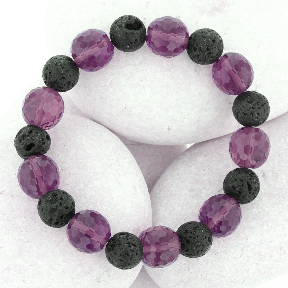 VooDooStone and Lava stone Beaded Bracelet - Life Symbol