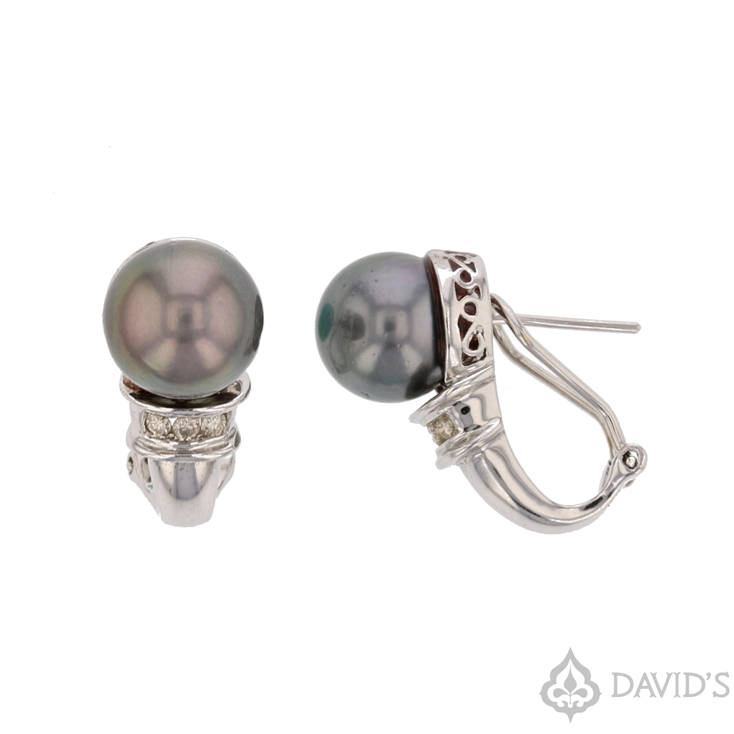 Pearl & Diamond Earrings - David's Antiques & Jewelry
