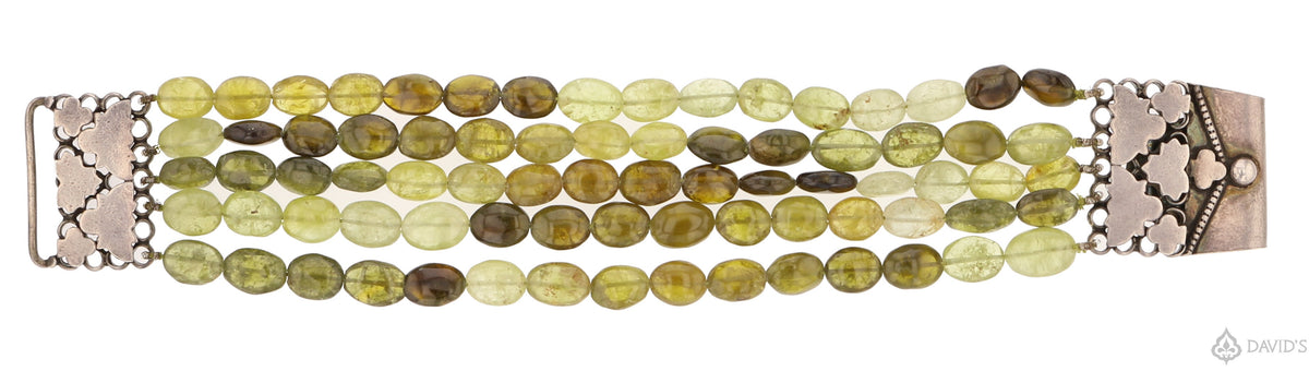 7 Strings" Gemstone Beads Sterling Silver Bracelet