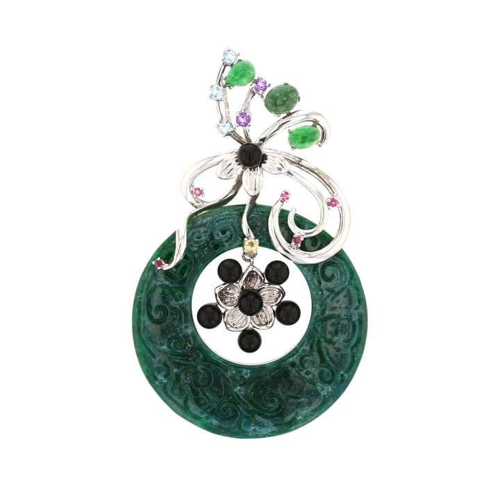 Jade, Topaz, Amethyst, Ruby & Citrine Pendant in Sterling Silver