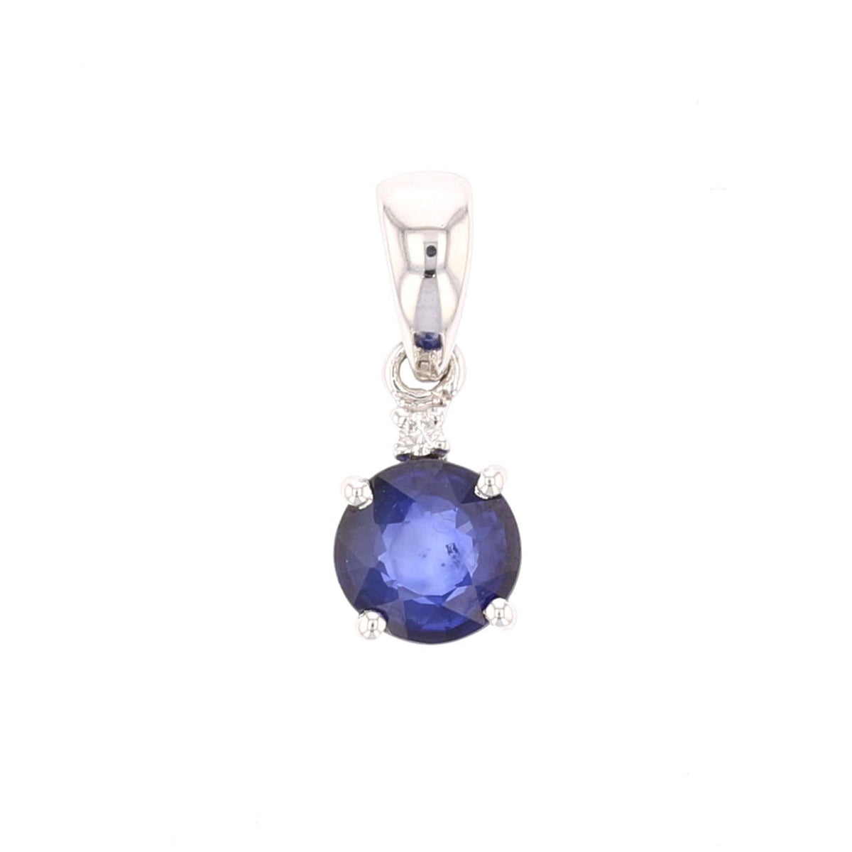 White Gold Sapphire & Diamond Pendant Necklace