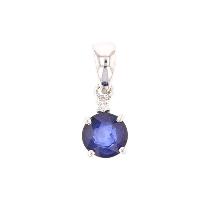 White Gold Sapphire & Diamond Pendant Necklace