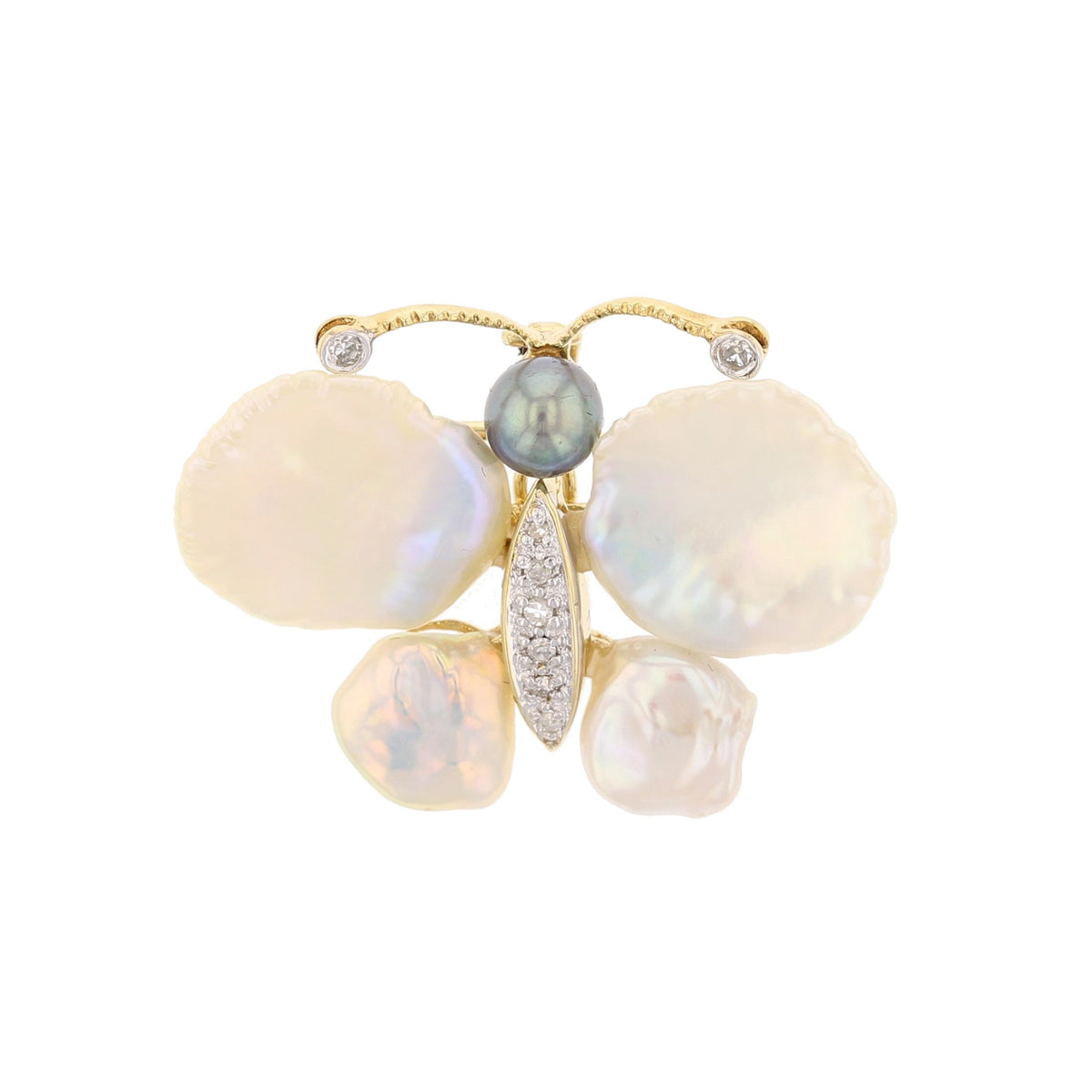 Mother of Pearl & Diamond Butterfly Pendant/Brooch