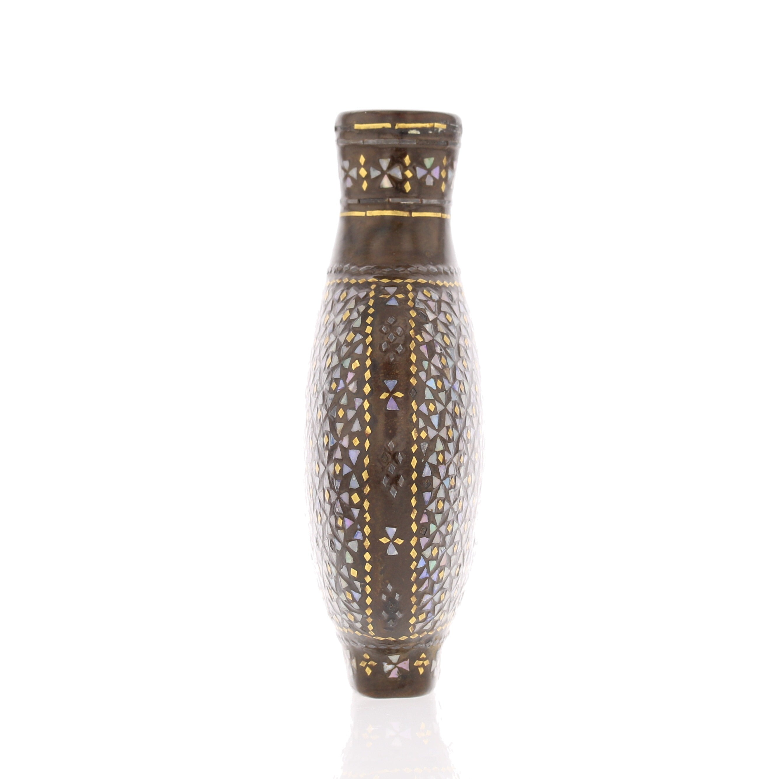 Chinese Lac Burgaute Snuff Bottle – Mother of Pearl Mosaic - David's Antiques & Jewelry