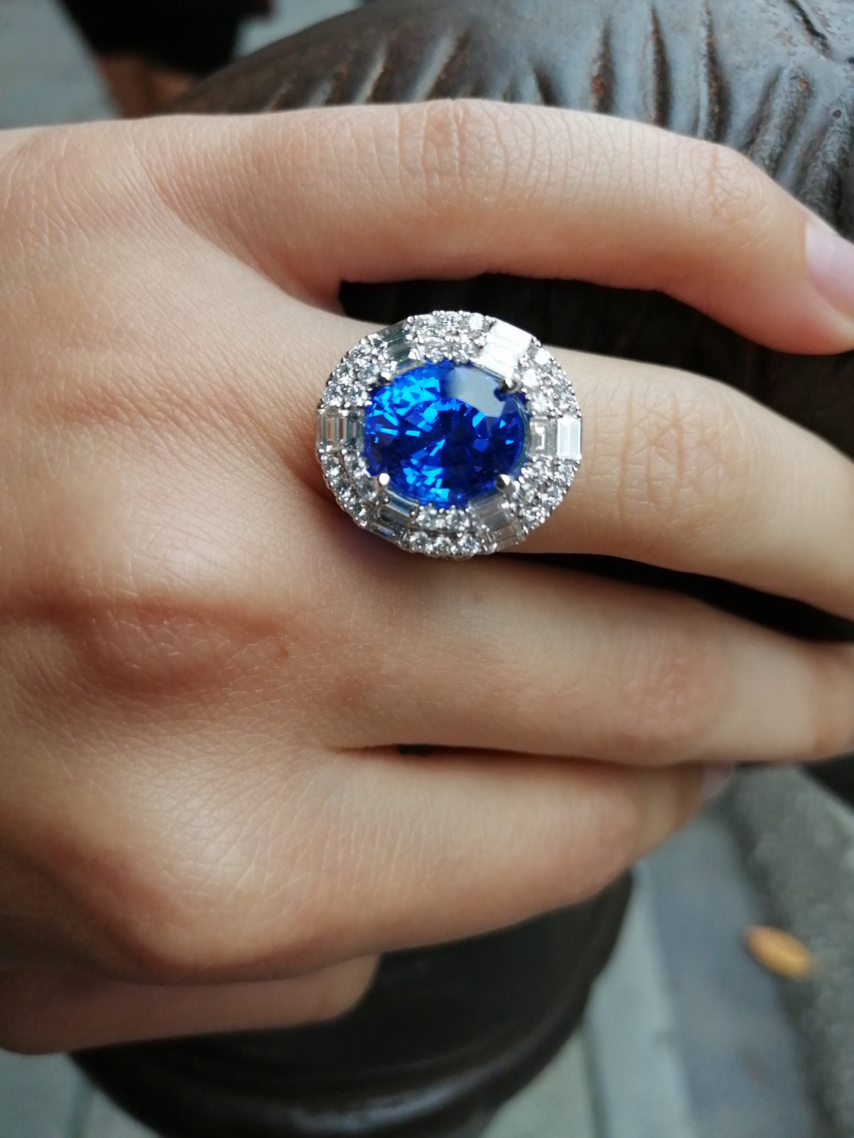 Lab Grown Spinel and Diamond Ring