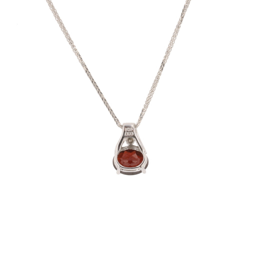14K White Gold Rhodolite Garnet and Diamond East-West Pendant