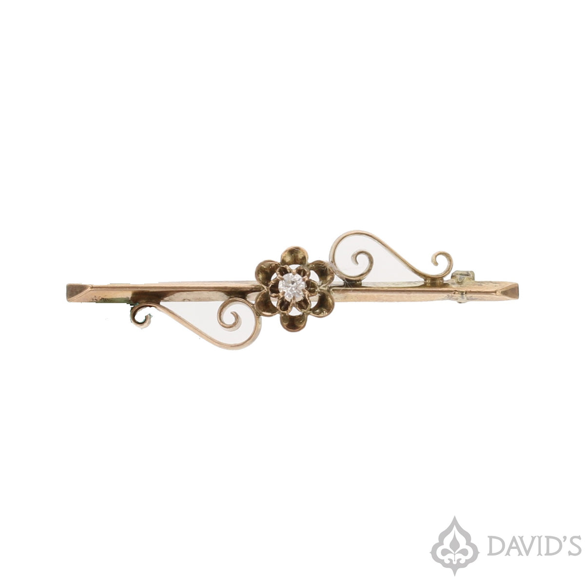 Antique Edwardian Diamond Brooch in 10K Yellow Gold
