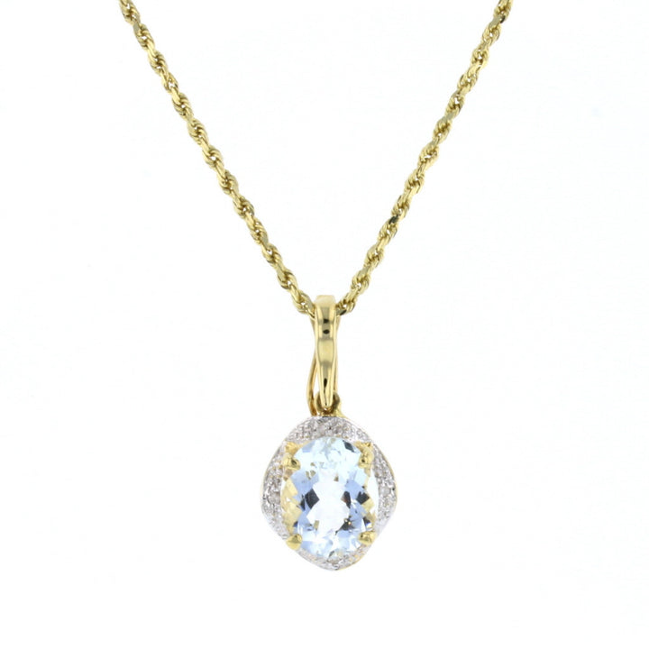 Aquamarine & Diamond Gold Pendant