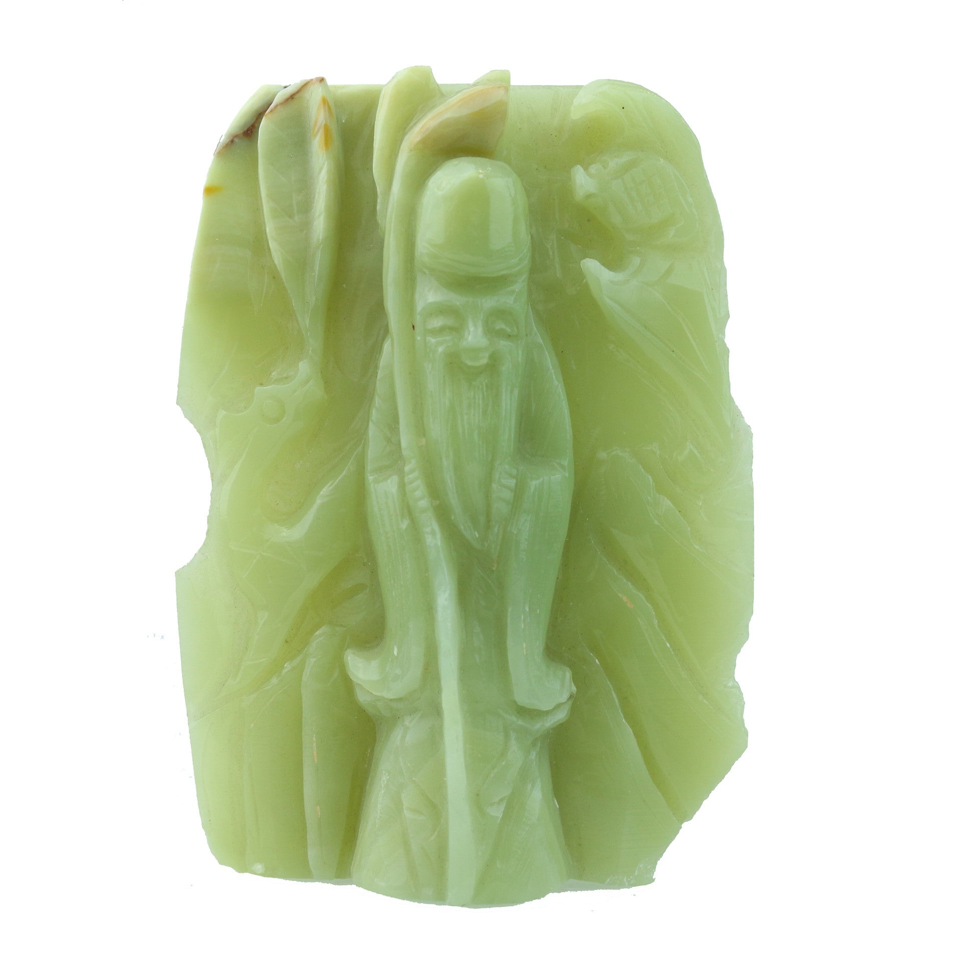 Carved Jade Statue of Star God Shau - David's Antiques & Jewelry