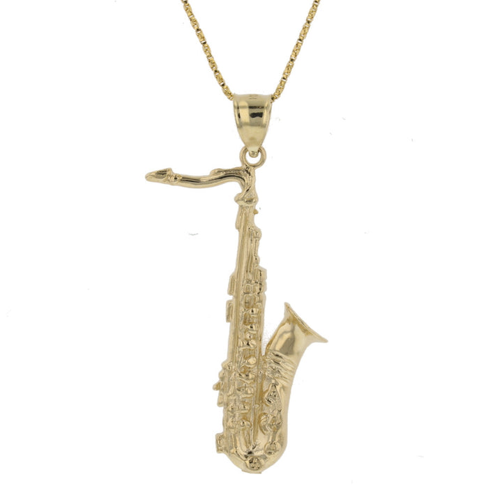 Gold 3D Saxophone Pendant
