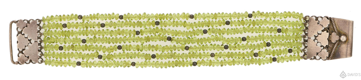 7 Strings" Gemstone Beads Sterling Silver Bracelet