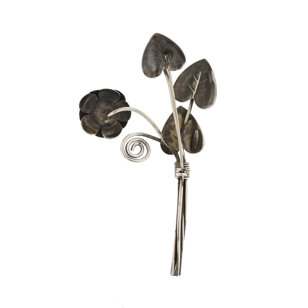 Vintage Flower Brooch in Sterling Silver