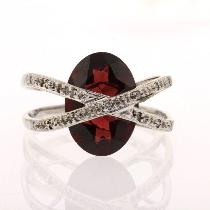 White Gold Mozambique Garnet and Diamond Ring