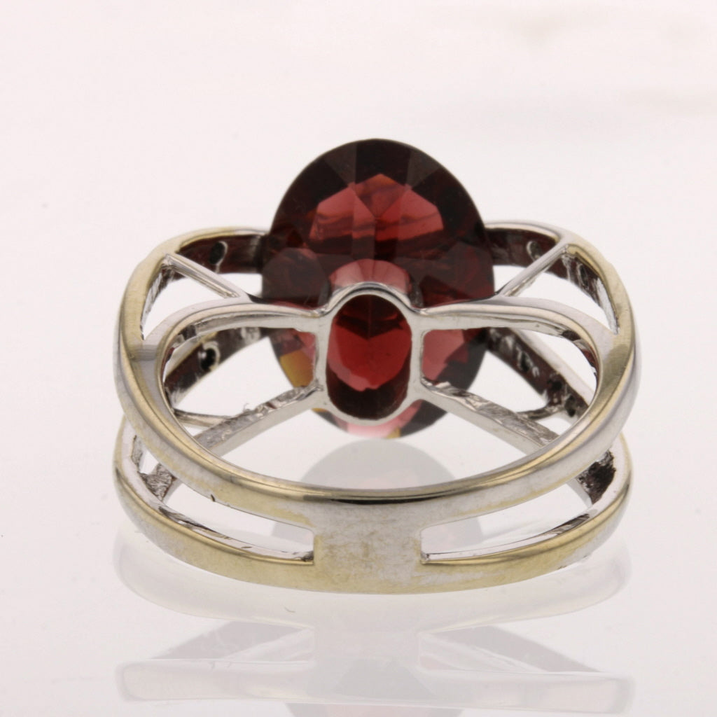 White Gold Mozambique Garnet and Diamond Ring - David's Antiques & Jewelry