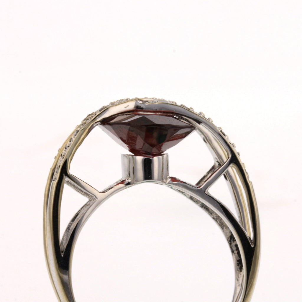 White Gold Mozambique Garnet and Diamond Ring