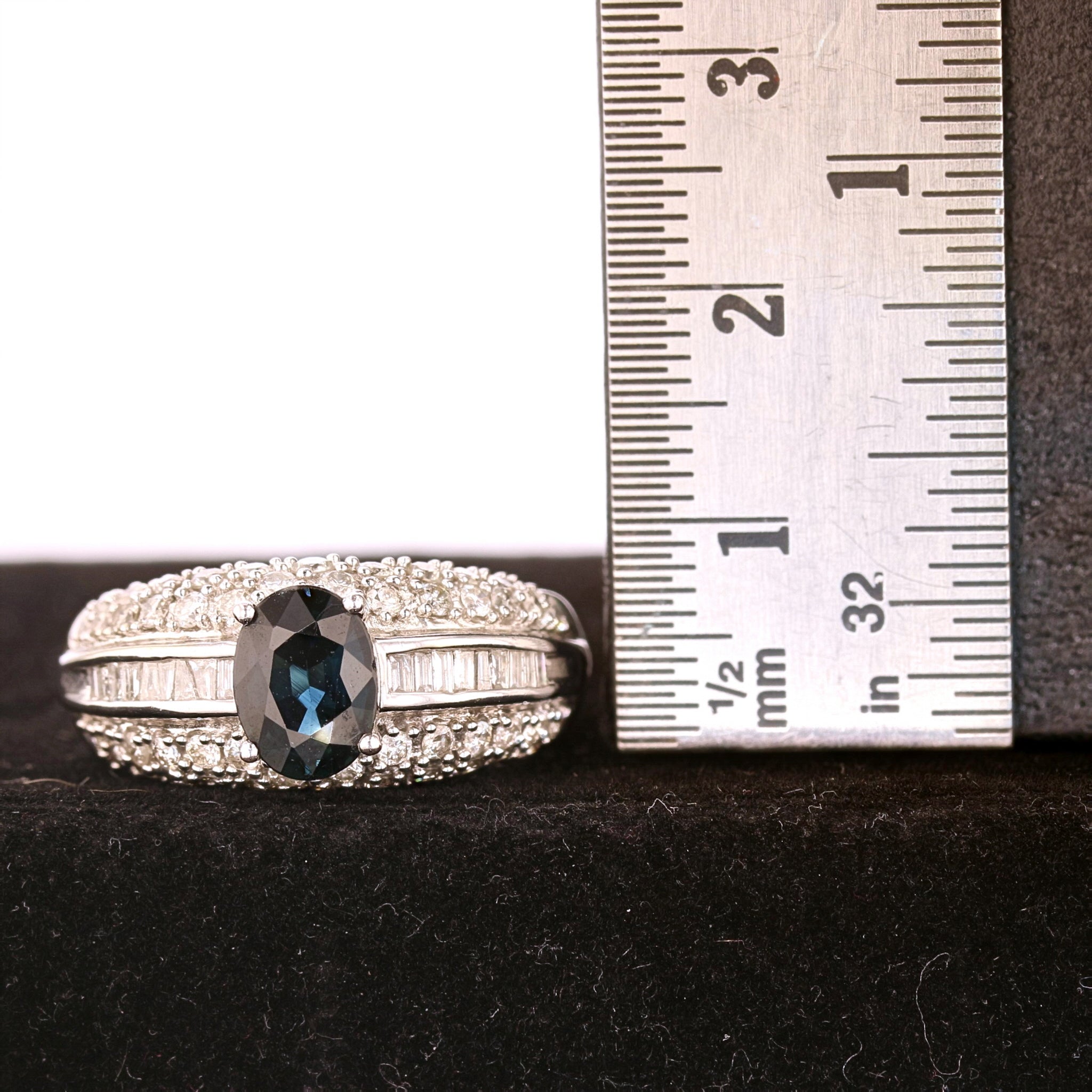White Gold Sapphire and Diamond Engagement Ring - David's Antiques & Jewelry