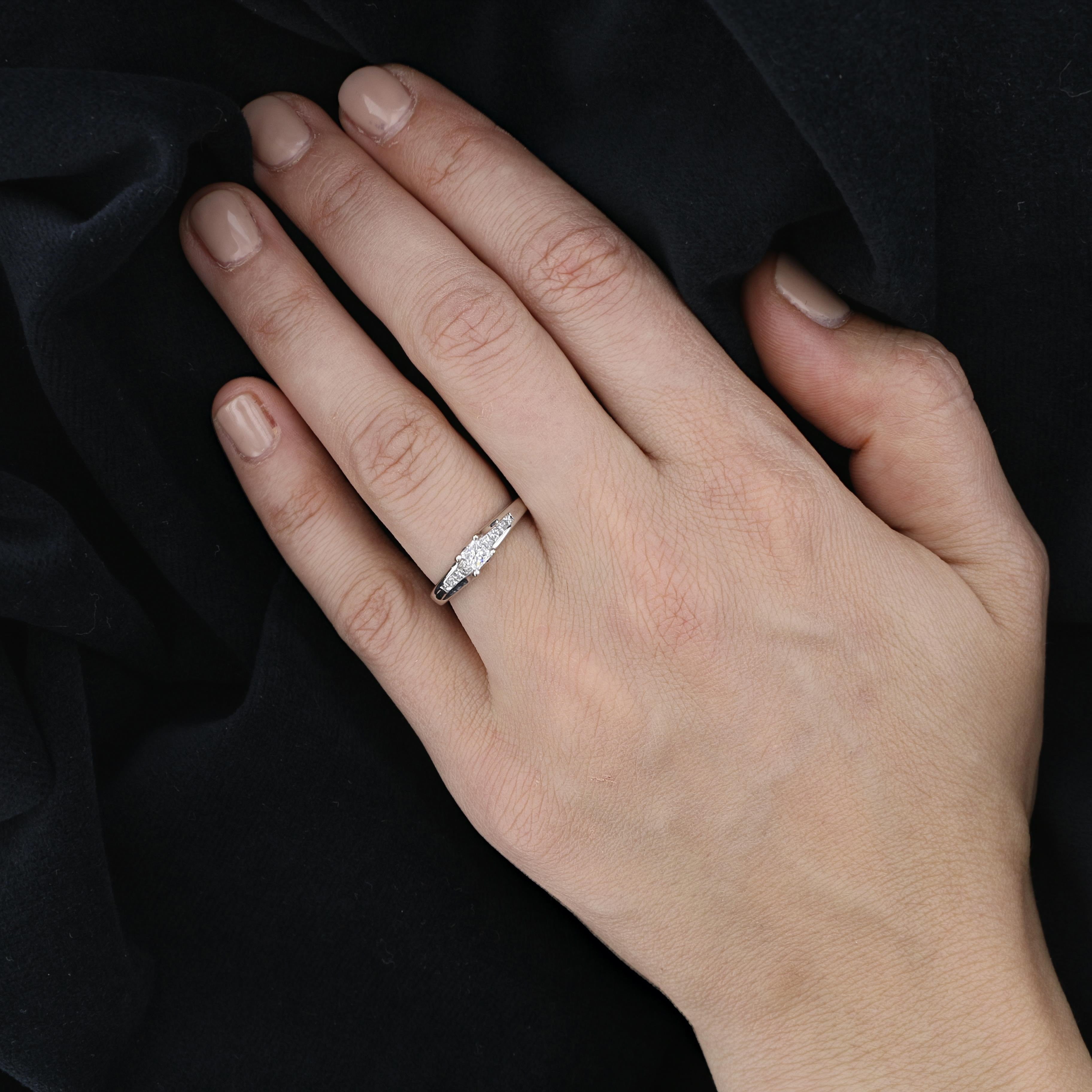 14K White Gold Diamond Princess cut Engagement/Bridal Ring - David's Antiques & Jewelry