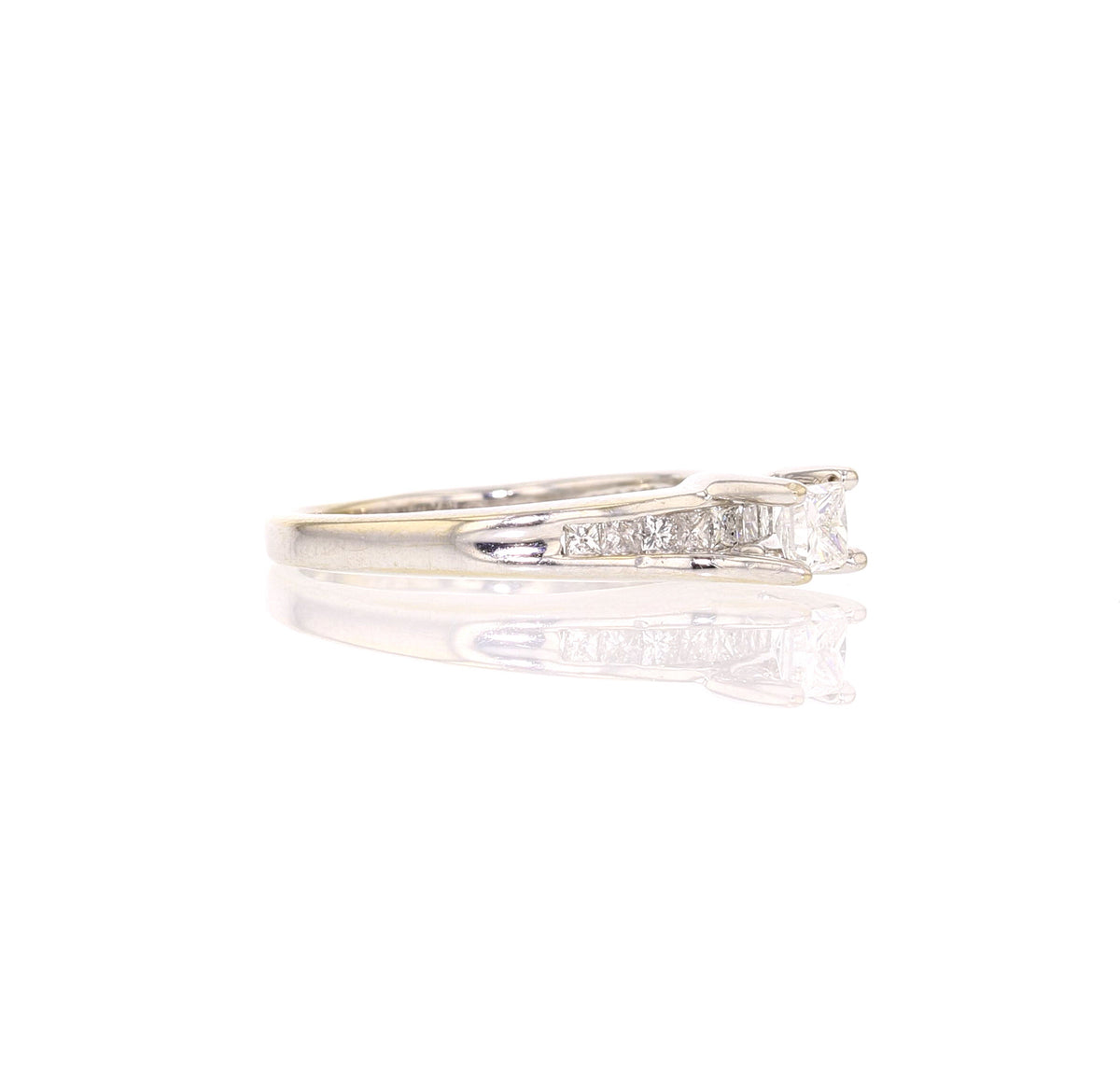 14K White Gold Diamond Princess cut Engagement/Bridal Ring