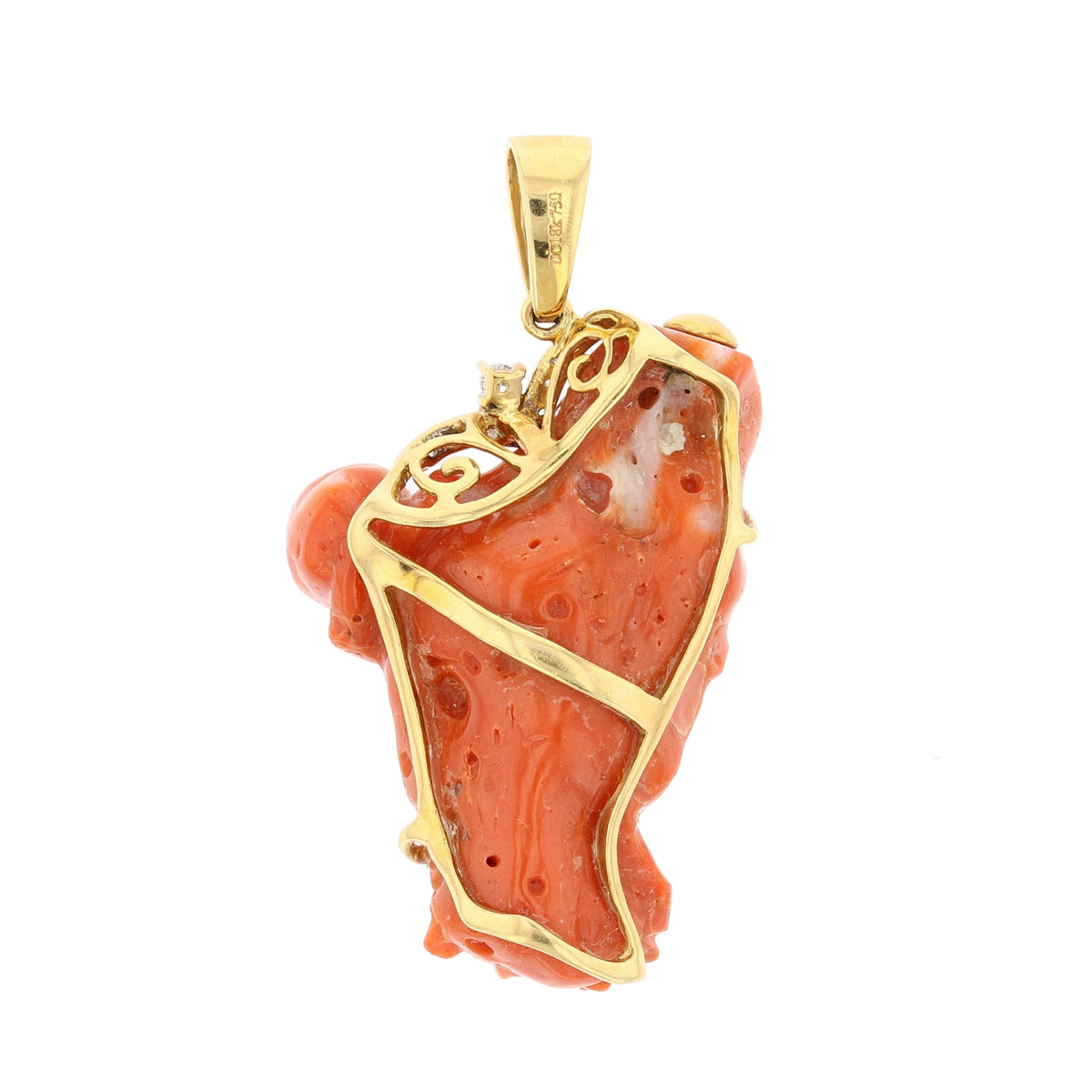 Coral & Diamond Jester Pendant