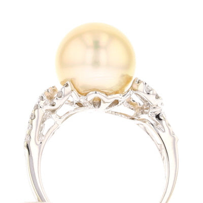 18K White Gold Diamond and South Sea Pearl Ring