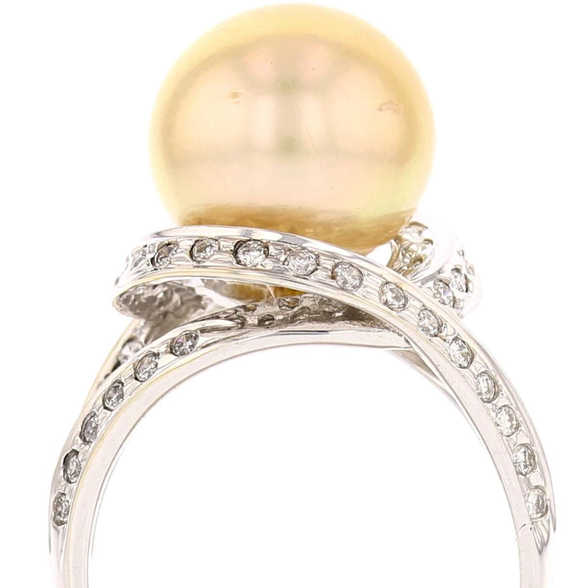 Gold Pearl Diamond Ring
