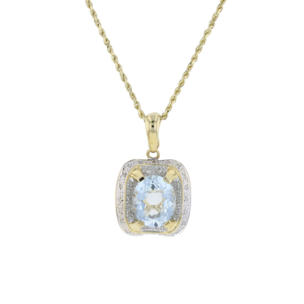 Aqua on a Diamond Pillow - David's Antiques & Jewelry