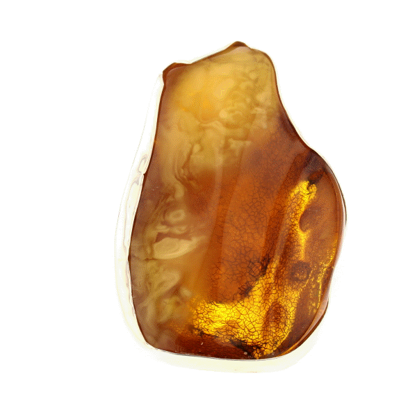 Amber Ring in Sterling Silver, Adjustable Size