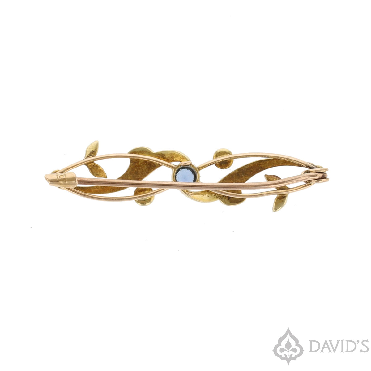 Blue Topaz & Seed Pearl Brooch