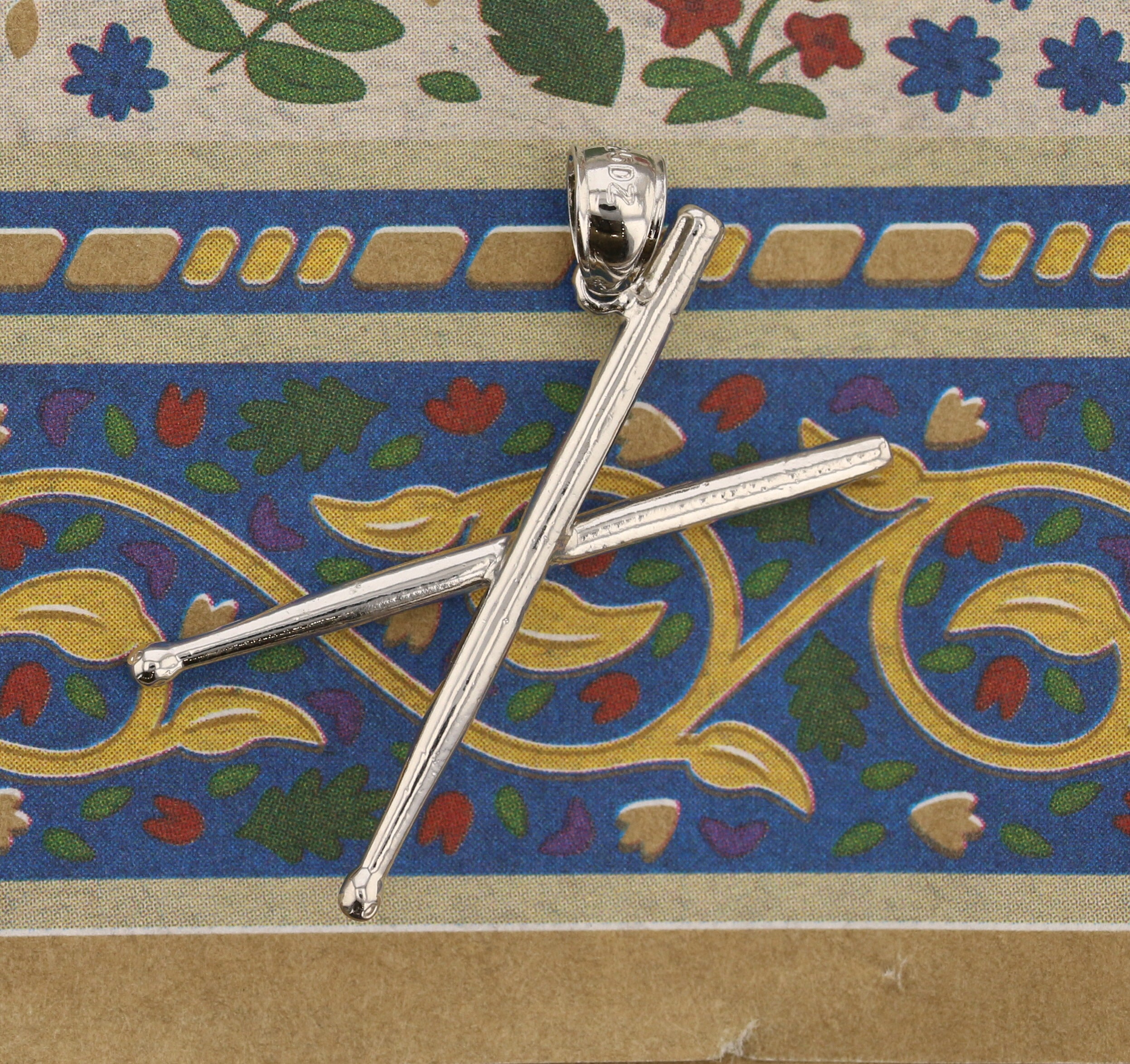 X Position Drum Stick 3D Sterling Silver Charm/Pendant - David's Antiques & Jewelry