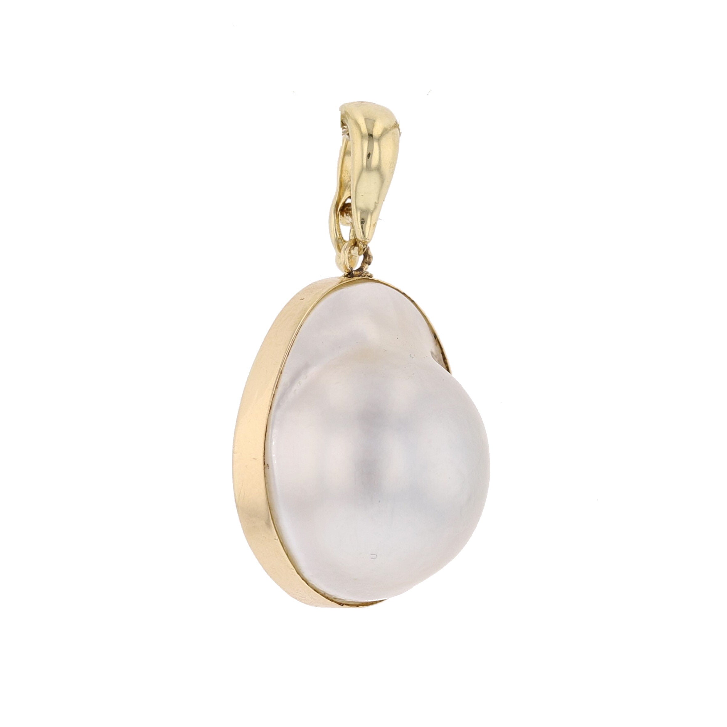 14K Yellow Gold South Sea Mobe Pearl Pendant - David's Antiques & Jewelry