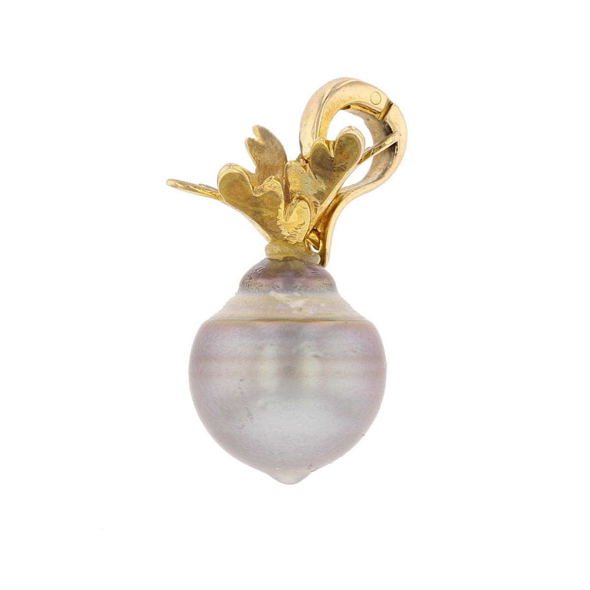 French Polynesian Tahitian Pearl Pendant in 14K Yellow Gold